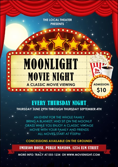 Movie Night Club Flyer Product Front