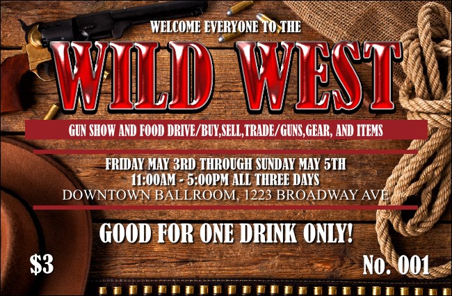 Western Drink Ticket Product Front