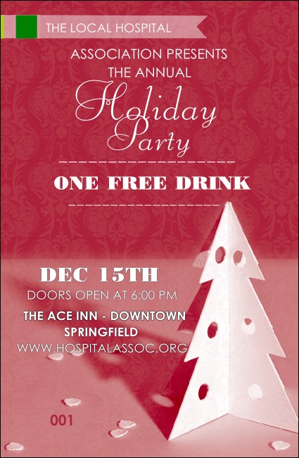Paper Christmas Tree Red Drink Ticket Product Front