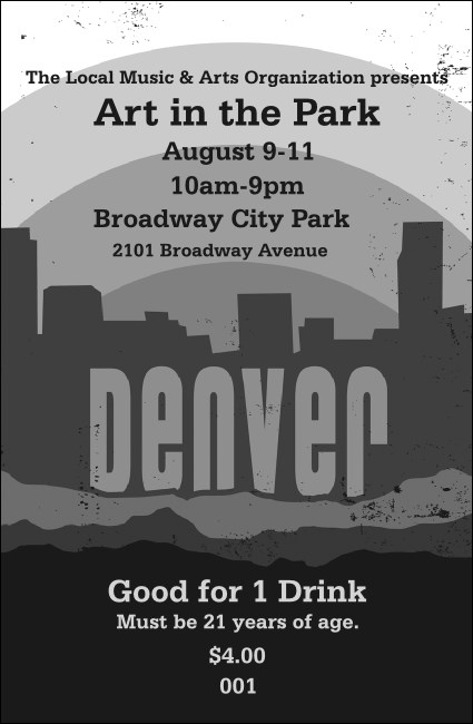 Denver BW Drink Ticket Product Front