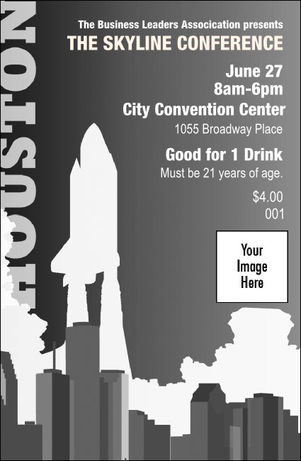 Houston Drink Ticket (Black and white)
