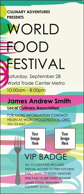 World Food Festival VIP Event Badge Large Product Front