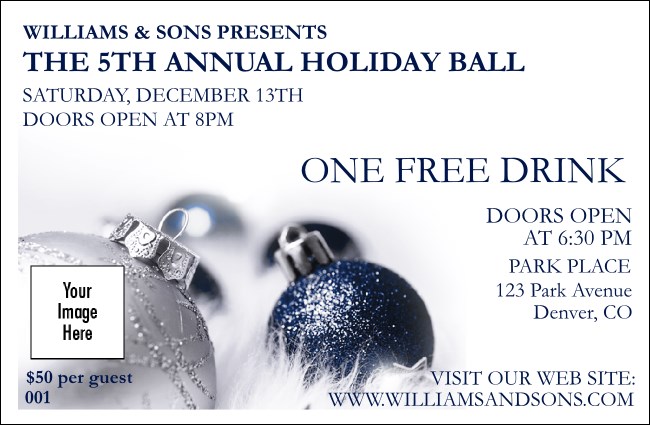 Christmas Ornament Drink Ticket Product Front