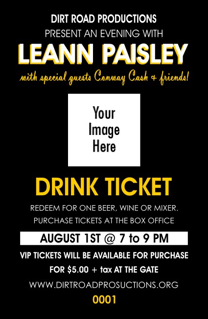 Your Photo Concert (Yellow) Drink Ticket Product Front