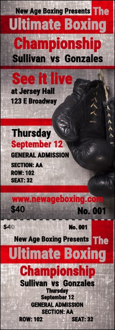 Boxing Gloves Reserved Event Ticket