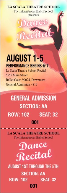 Dance Silhouette Reserved Event Ticket
