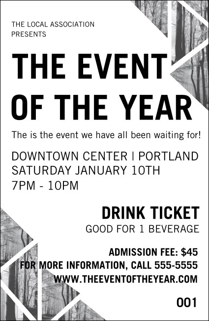 All Purpose Trees Black & White Drink Ticket Product Front