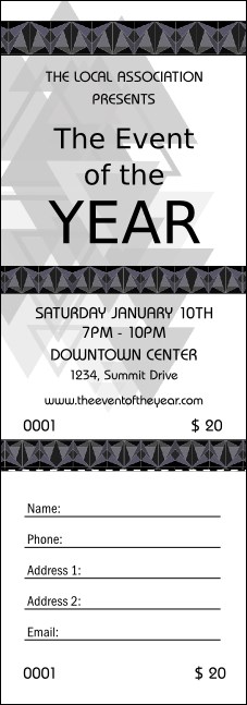All Purpose Triangles 2 Black and White Raffle Ticket Product Front