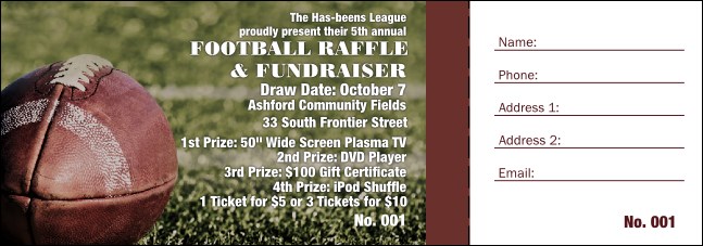 Football Raffle Ticket 0007 Product Front
