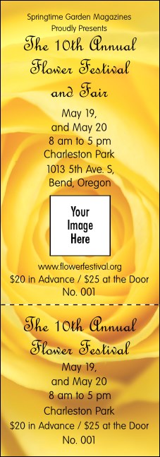 Yellow Rose Event Ticket with image upload Product Front