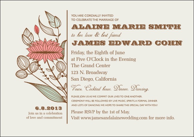 Wedding Flower Motif Postcard Mailer Product Front