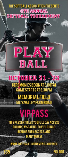 Softball Challenge VIP Pass Product Front