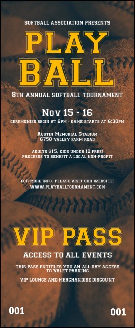 Softball Brown VIP Pass Product Front