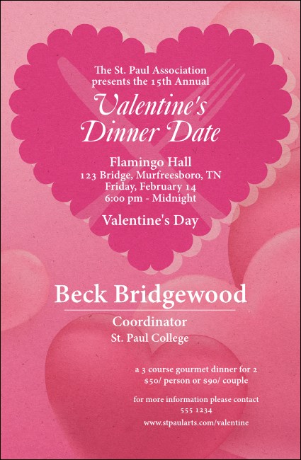 Valentine's Dinner Date  VIP Event Badge Small Product Front