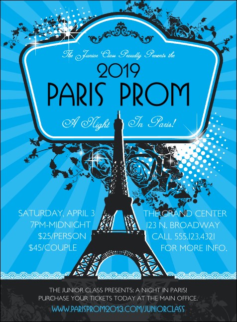 Paris Blue and Black Invitation