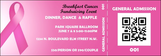 Pink Ribbon QR Event Ticket Product Front