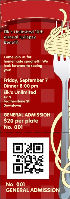Spaghetti QR Event Ticket Product Front