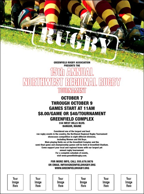Rugby Flyer with Image Upload Product Front