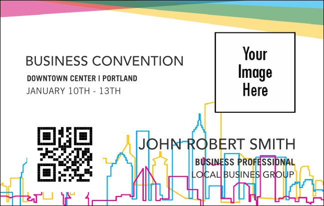 All Purpose Colorful Skyline VIP Event Badge Medium