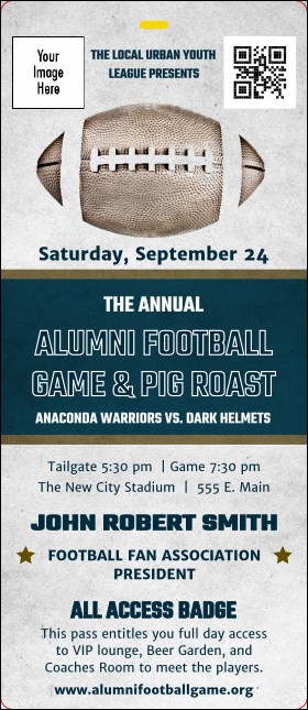 Football Blue VIP Event Badge Large Product Front