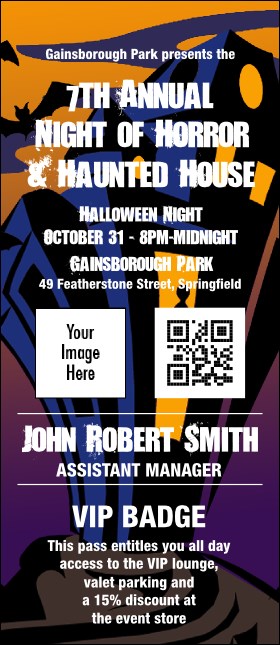 Haunted House VIP Event Badge Large