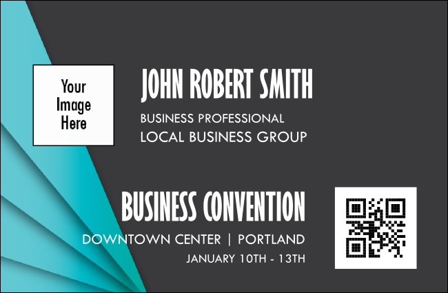 All Purpose Blue Geometric Triangles VIP Event Badge Small Product Front