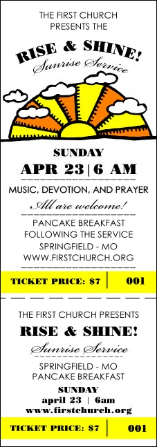 Sunrise Retro Event Ticket Product Front