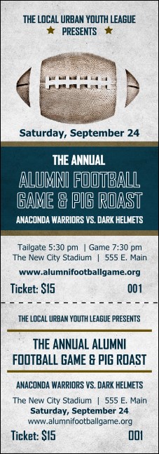 Football Blue Event Ticket Product Front