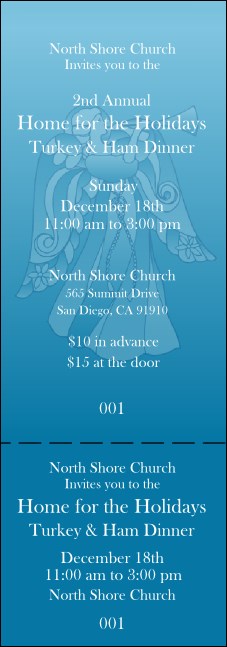 Christmas Angel General Admission Ticket with full bleed. Product Front