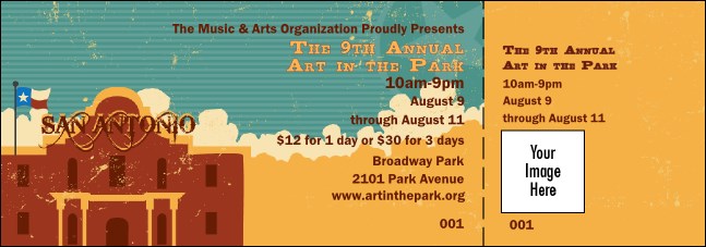 San Antonio General Admission Ticket with stub Product Front