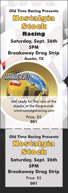 Stock Car Racing General Admission Ticket Product Front