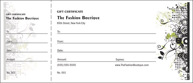 Fashion Show Gift Certificate Product Front