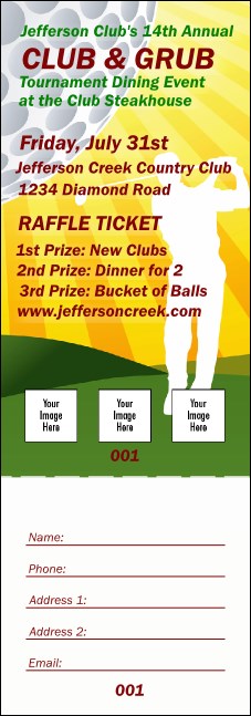Golf Backswing Raffle Ticket