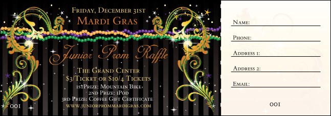 Mardi Gras Beads Raffle Ticket Product Front