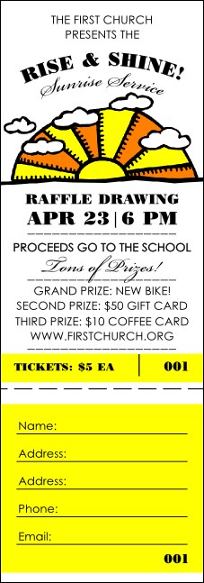 Sunrise Retro Raffle Ticket Product Front