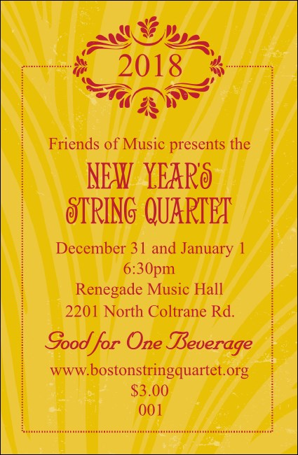 Year Gold Semi Formal Drink Ticket Product Front