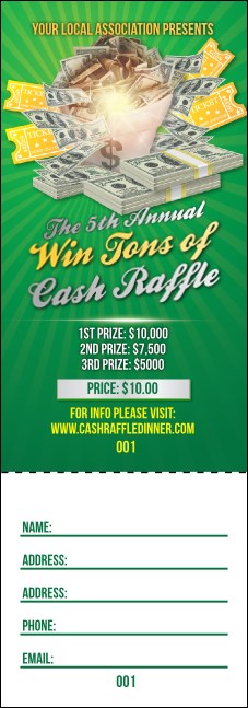 Three-Prize Cash Draw Raffle Ticket Product Front