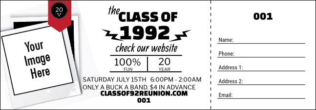 Class Reunion Mascot Red Raffle Ticket Product Front