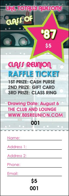 Totally 80s Raffle Ticket Product Front