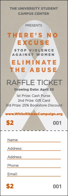 White Ribbon Raffle Ticket Product Front