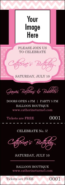 Happy Birthday Chevron Pink Event Ticket Product Front