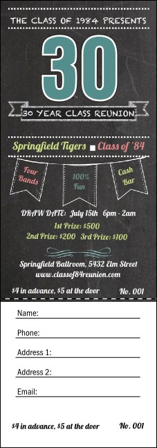 Class Reunion Raffle Ticket Product Front