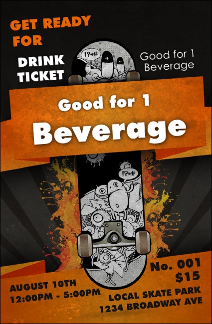 Skateboarding Drink Ticket Product Front