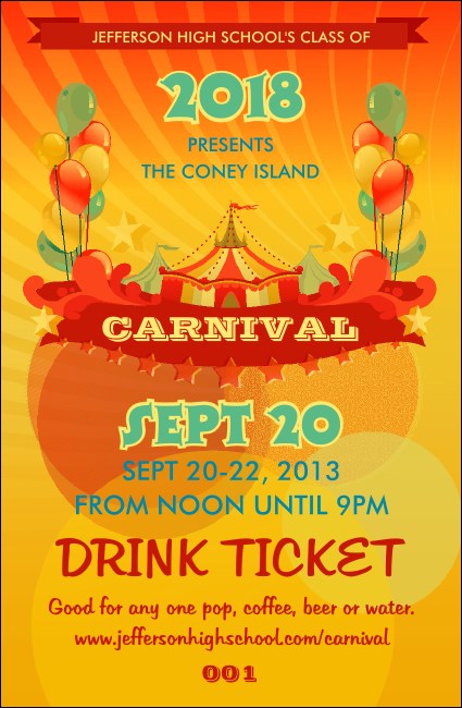 Carnival Drink Ticket Product Front